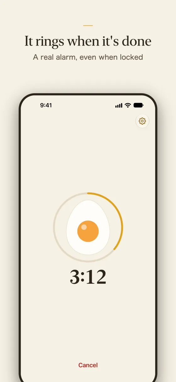 It rings when it's done. A real alarm, even when locked.